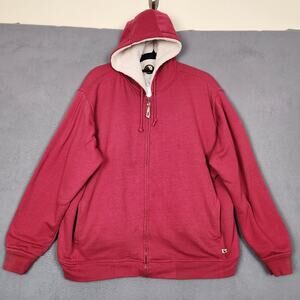 Berne Hoodie Womens 2XL Red Sherpa Lined Full Zip Fleece Jacket Hooded WSZ105RNY